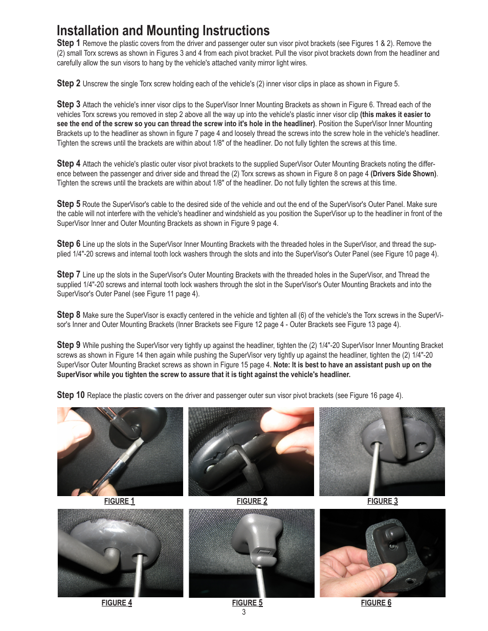 Installation and mounting instructions | Code 3 SuperVisor with TriCore for 2011 Ford Explorer User Manual | Page 3 / 8