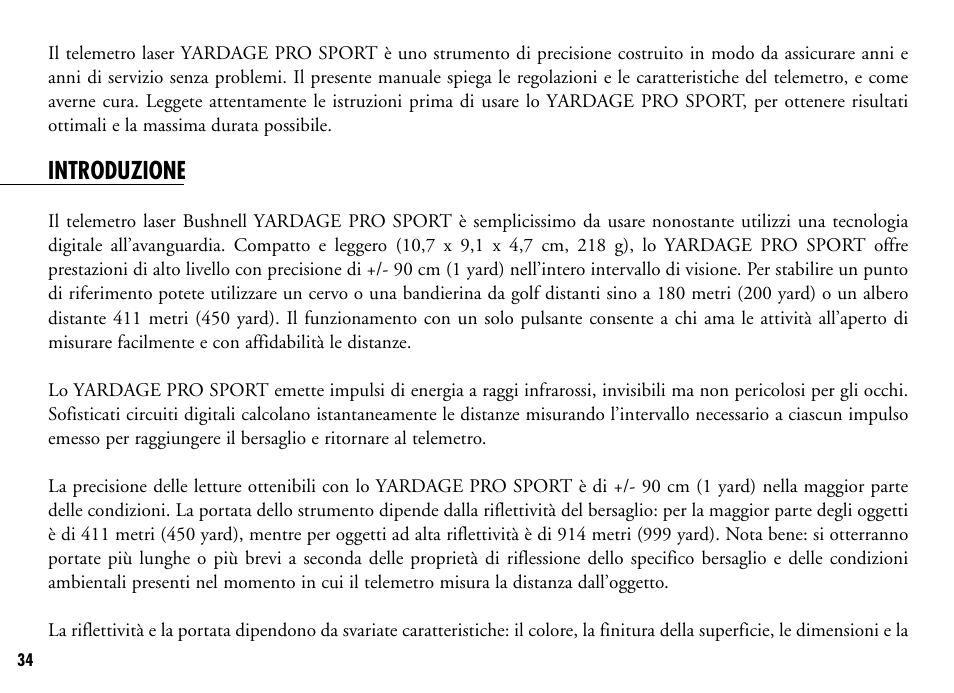 Introduzione | Bushnell 201916 201921C User Manual | Page 36 / 52