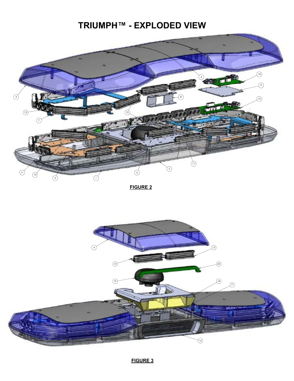 Triumph™ - exploded view, Figure 3, Figure 2 | Code 3 Triumph User Manual | Page 10 / 16