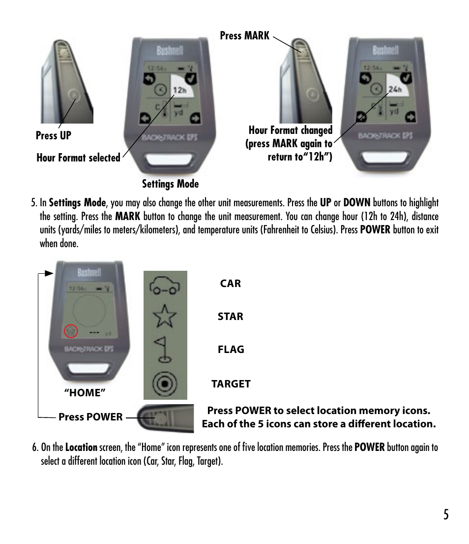 Bushnell BACKTRACK 360200 User Manual | Page 5 / 12