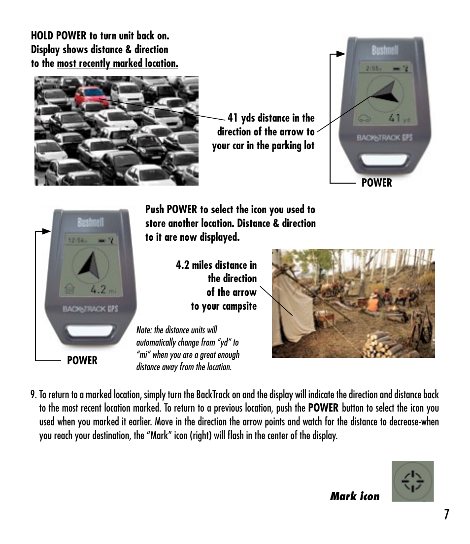 Bushnell BACKTRACK 360200 User Manual | Page 7 / 12