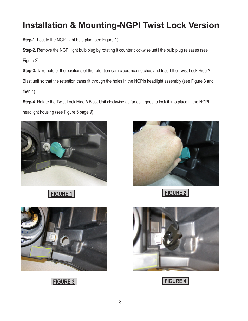 Installation & mounting-ngpi twist lock version | Code 3 Twist and Lock Hide-A-Blast User Manual | Page 8 / 12