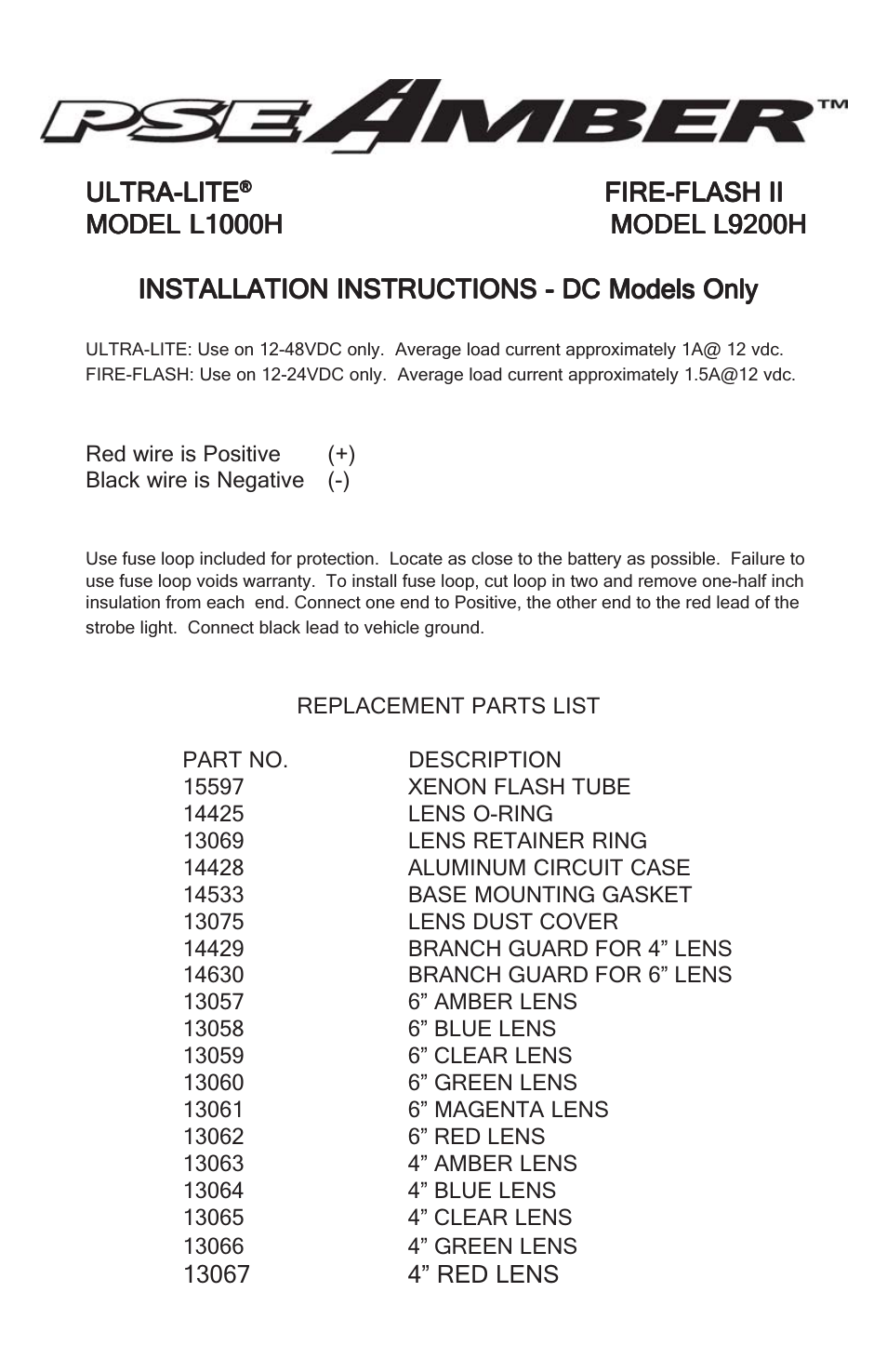 Code 3 Ultra-Lite Strobe Beacon User Manual | 2 pages