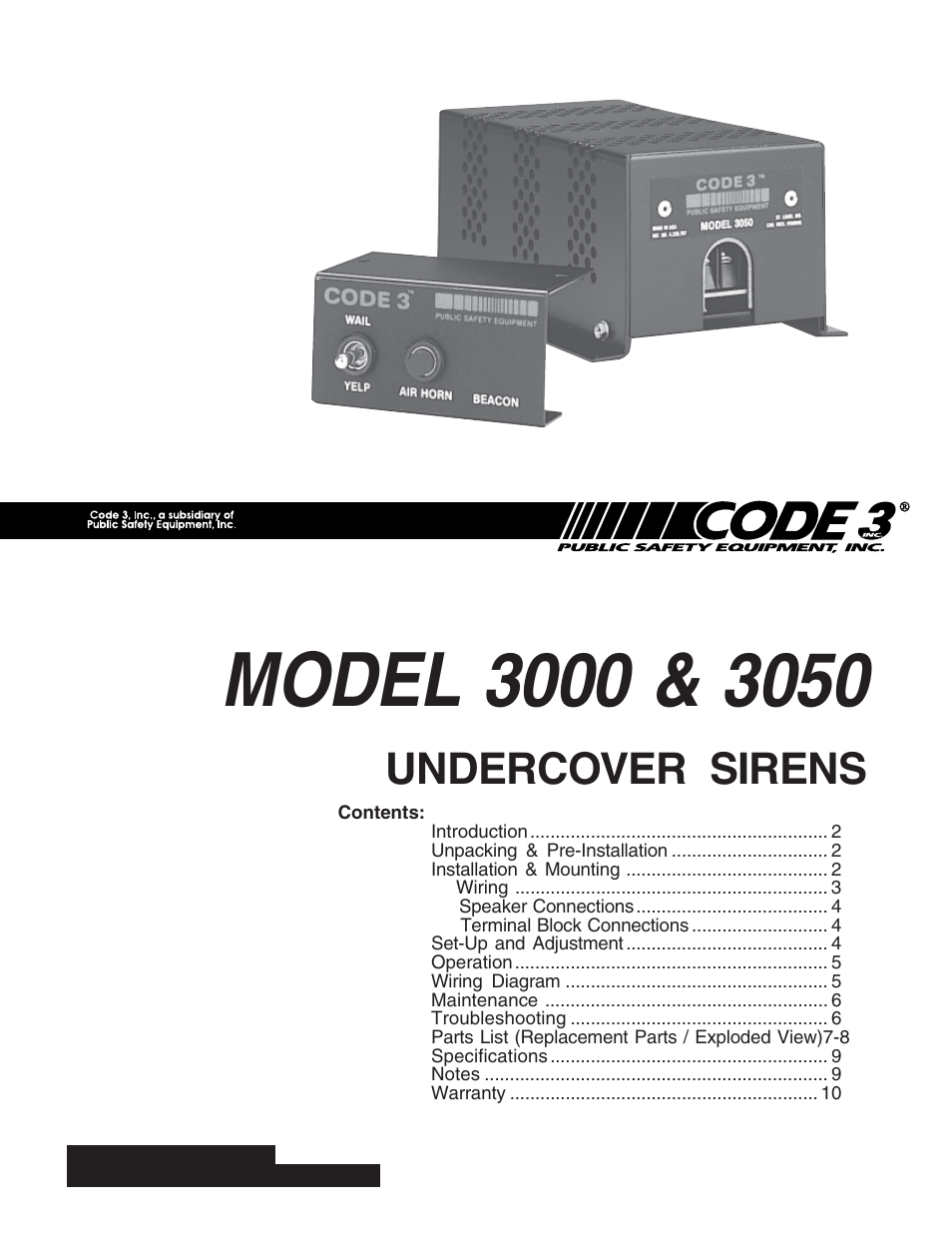 Code 3 Undercover Siren User Manual | 10 pages