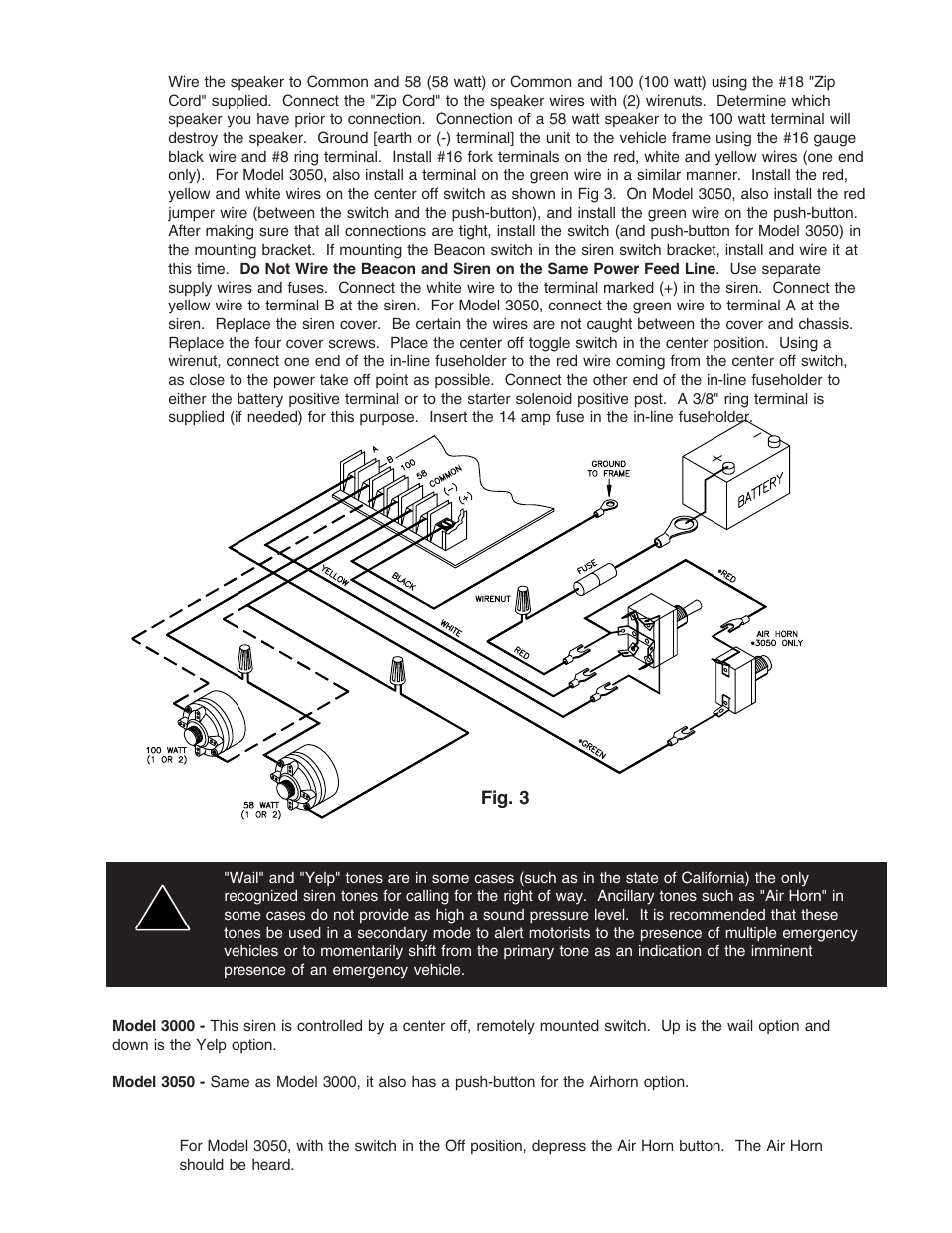 Operation | Code 3 Undercover Siren User Manual | Page 5 / 10