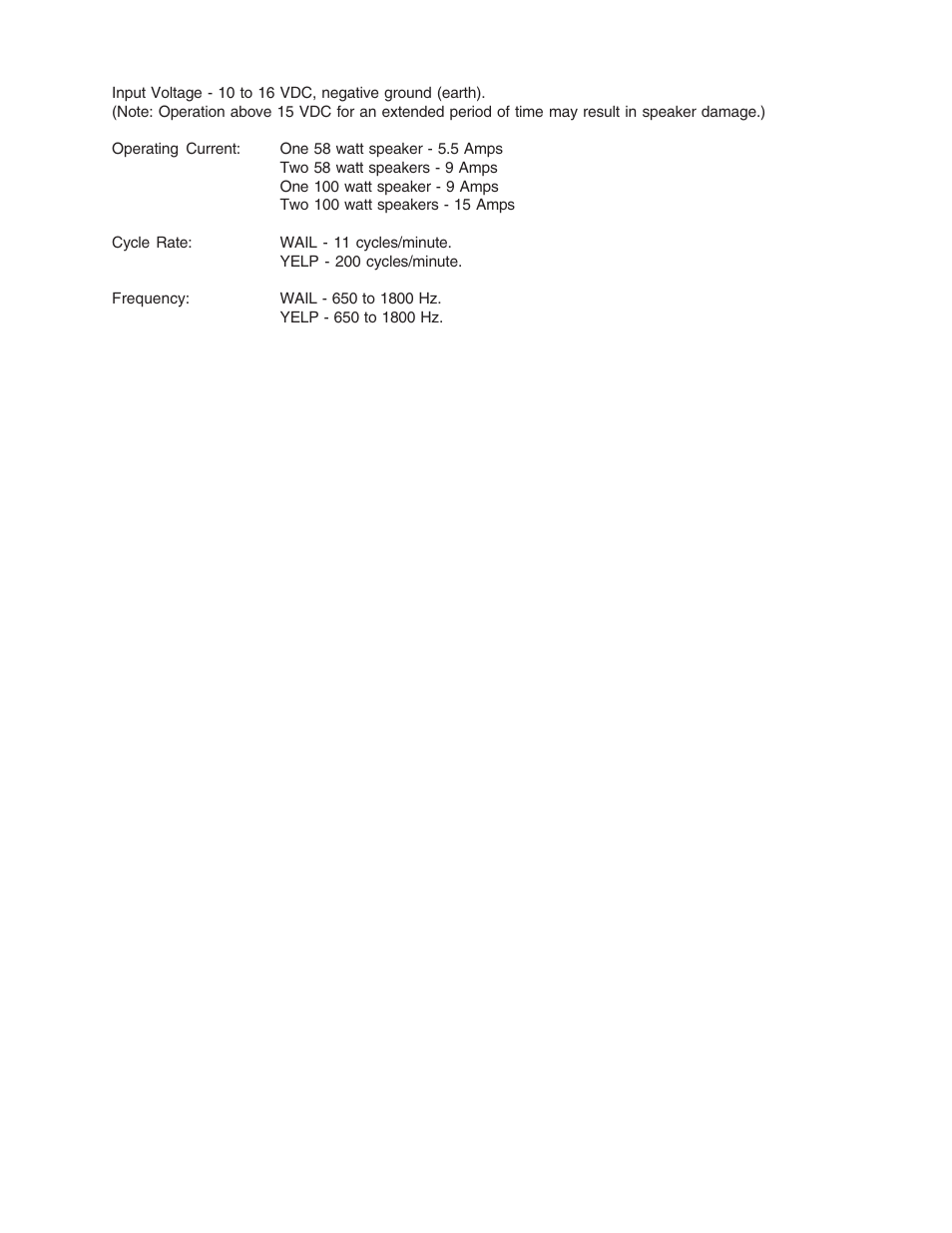 Specifications | Code 3 Undercover Siren User Manual | Page 9 / 10