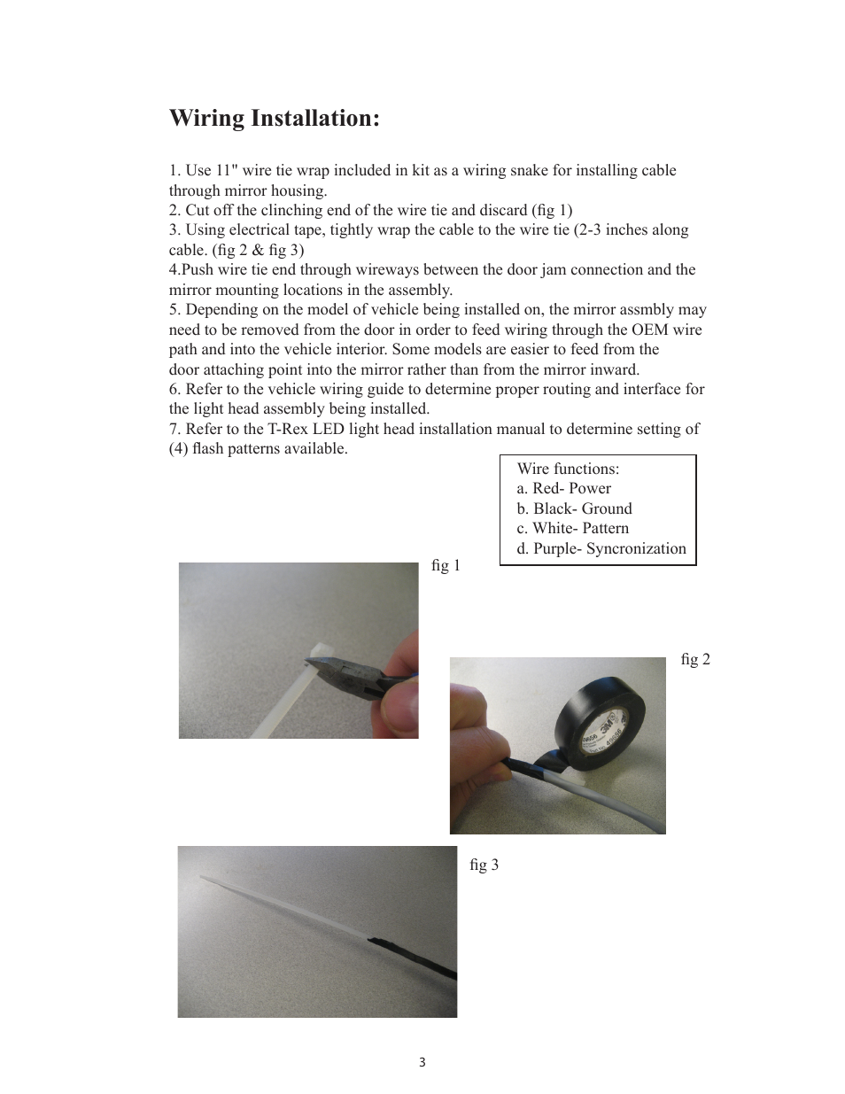 Wiring installation | Code 3 Universal Mirror User Manual | Page 3 / 8