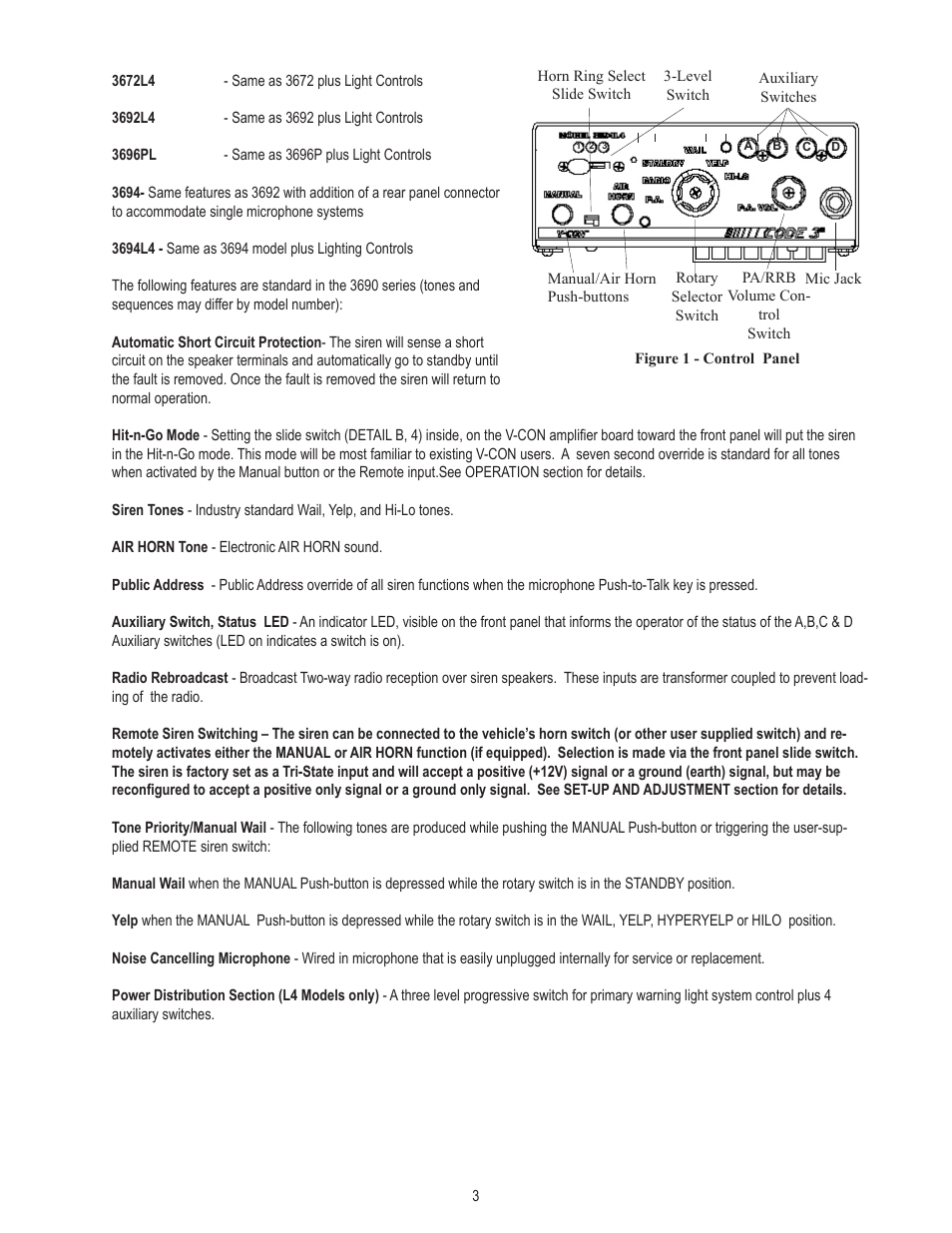 Code 3 V-Con Siren User Manual | Page 3 / 20