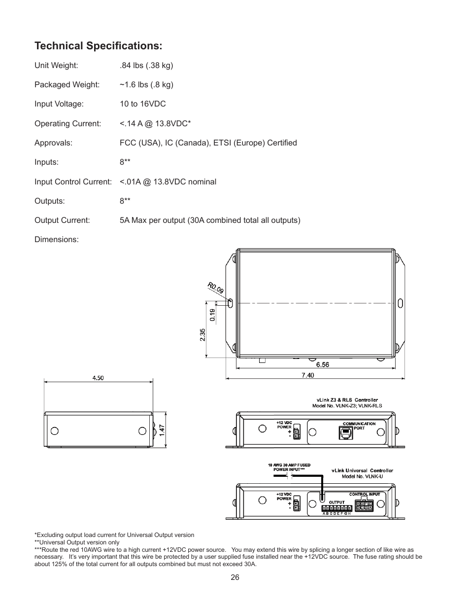 Technical specifications | Code 3 vLink User Manual | Page 26 / 30