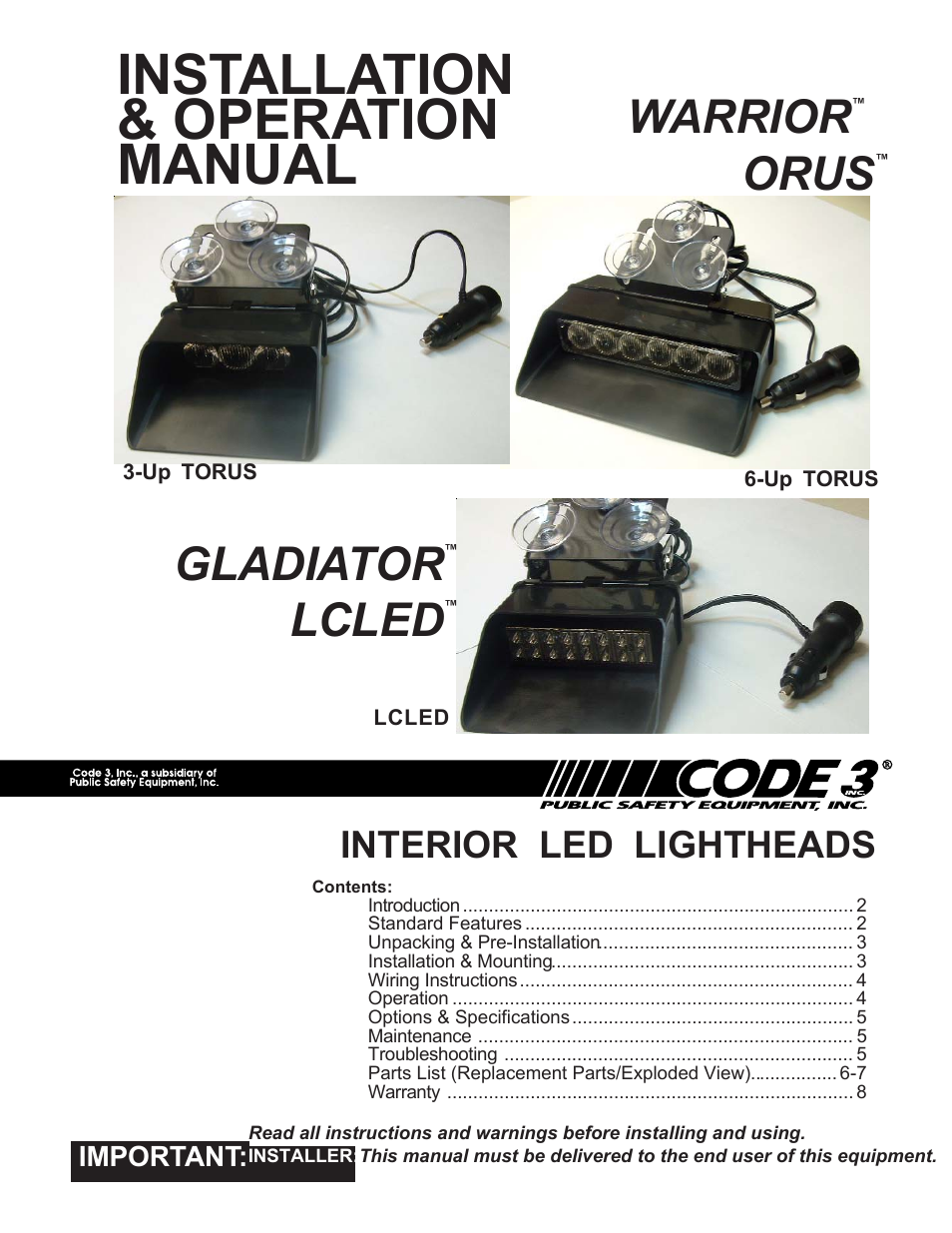 Code 3 Warrior User Manual | 8 pages