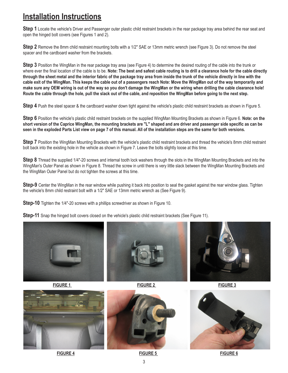 Installation instructions | Code 3 Wingman with Torus for Caprice User Manual | Page 3 / 8