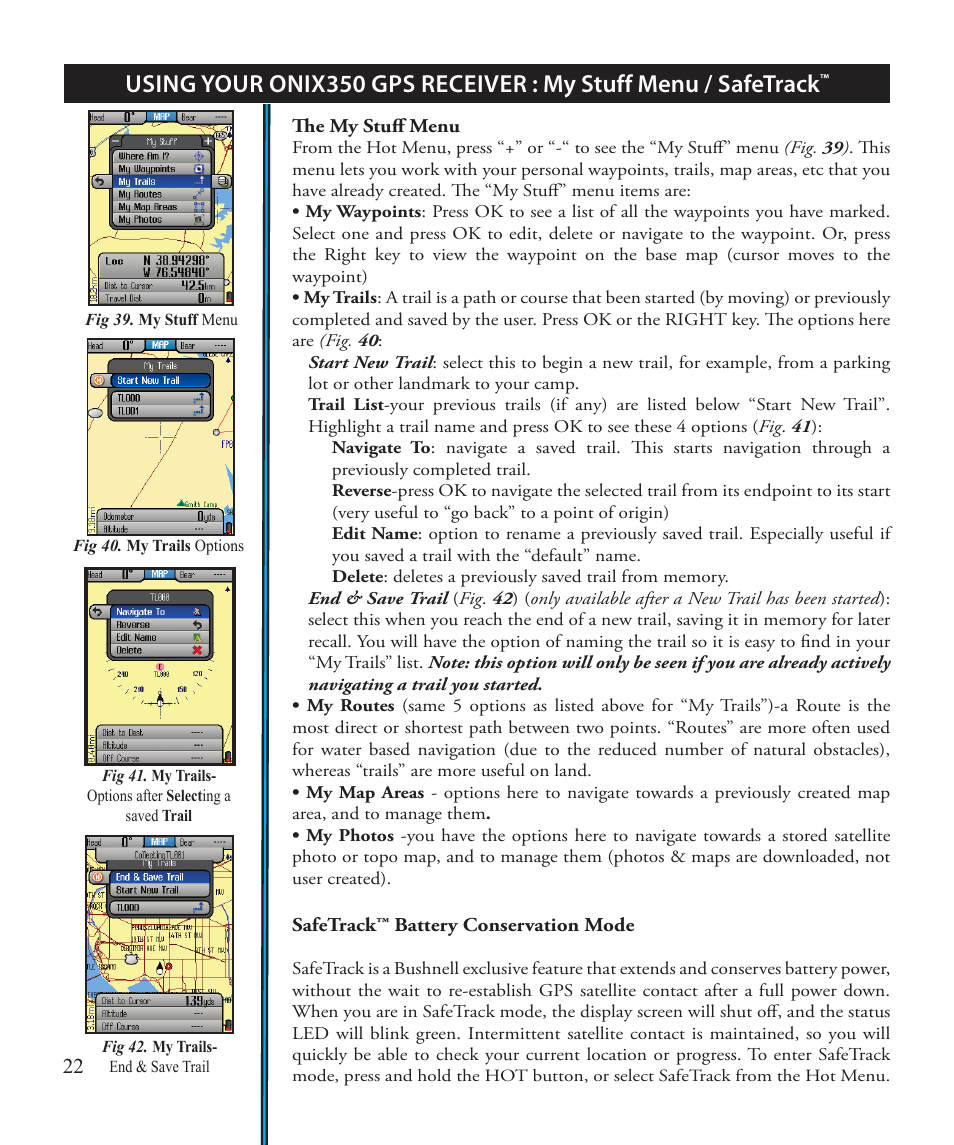 Bushnell ONIX 363500 User Manual | Page 22 / 28