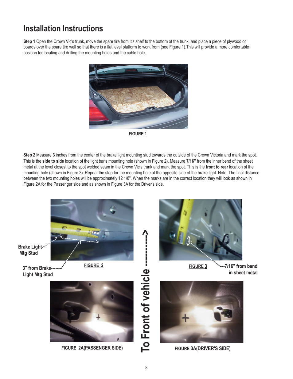 Installation instructions | Code 3 WingMan with TriCore for Crown Victoria User Manual | Page 3 / 12