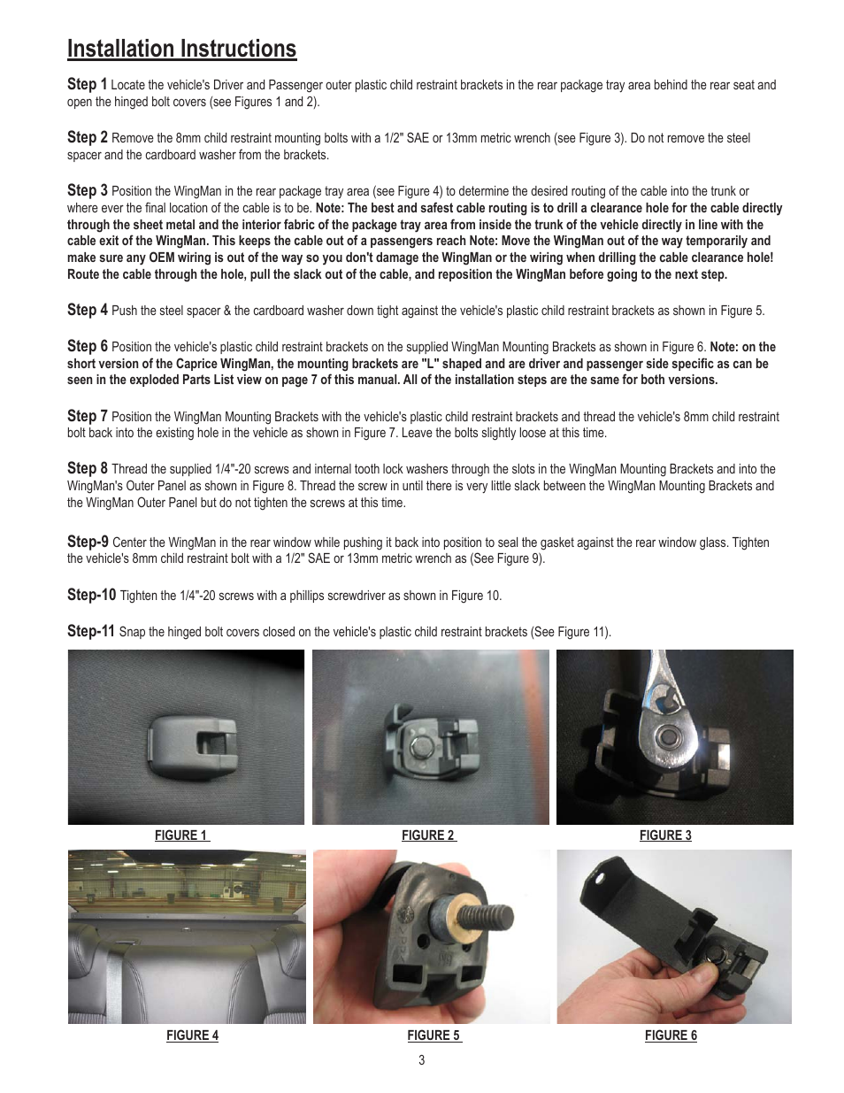Installation instructions | Code 3 WingMan with TriCore or Torus for 2011 Caprice User Manual | Page 3 / 8