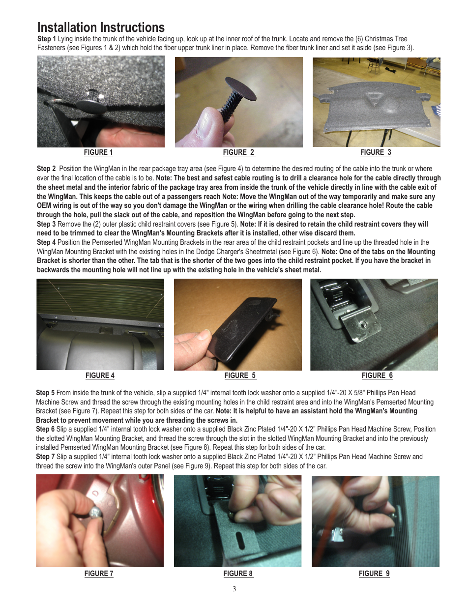 Installation instructions | Code 3 Wingman with TriCore/Torus for Charger User Manual | Page 3 / 8