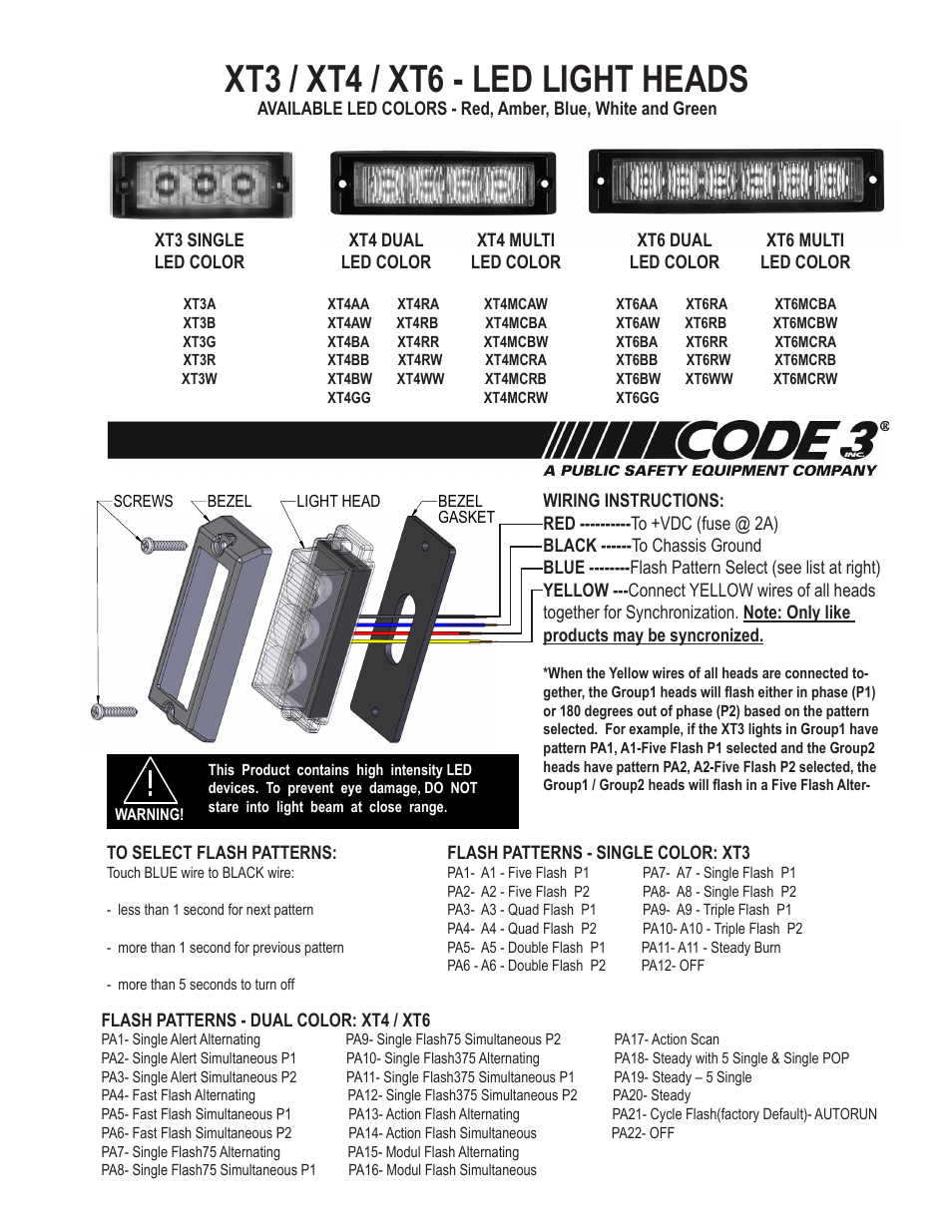 Code 3 XT3 User Manual | 2 pages