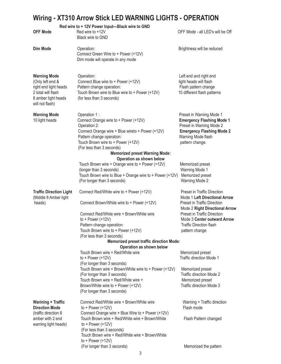 Code 3 XT310 User Manual | Page 3 / 8