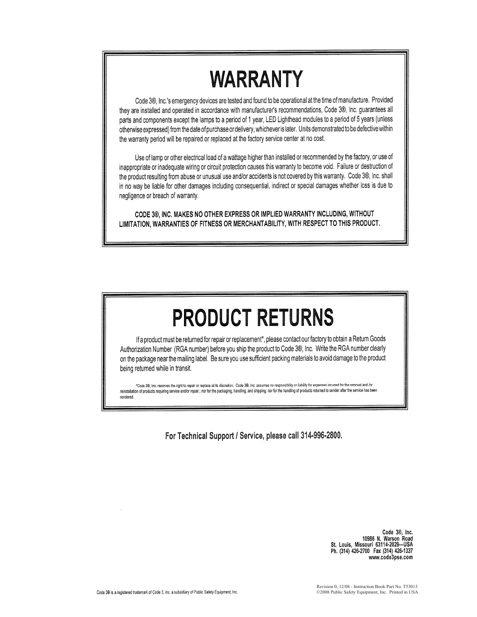 Code 3 XT402 and XT602 Series User Manual | Page 2 / 2