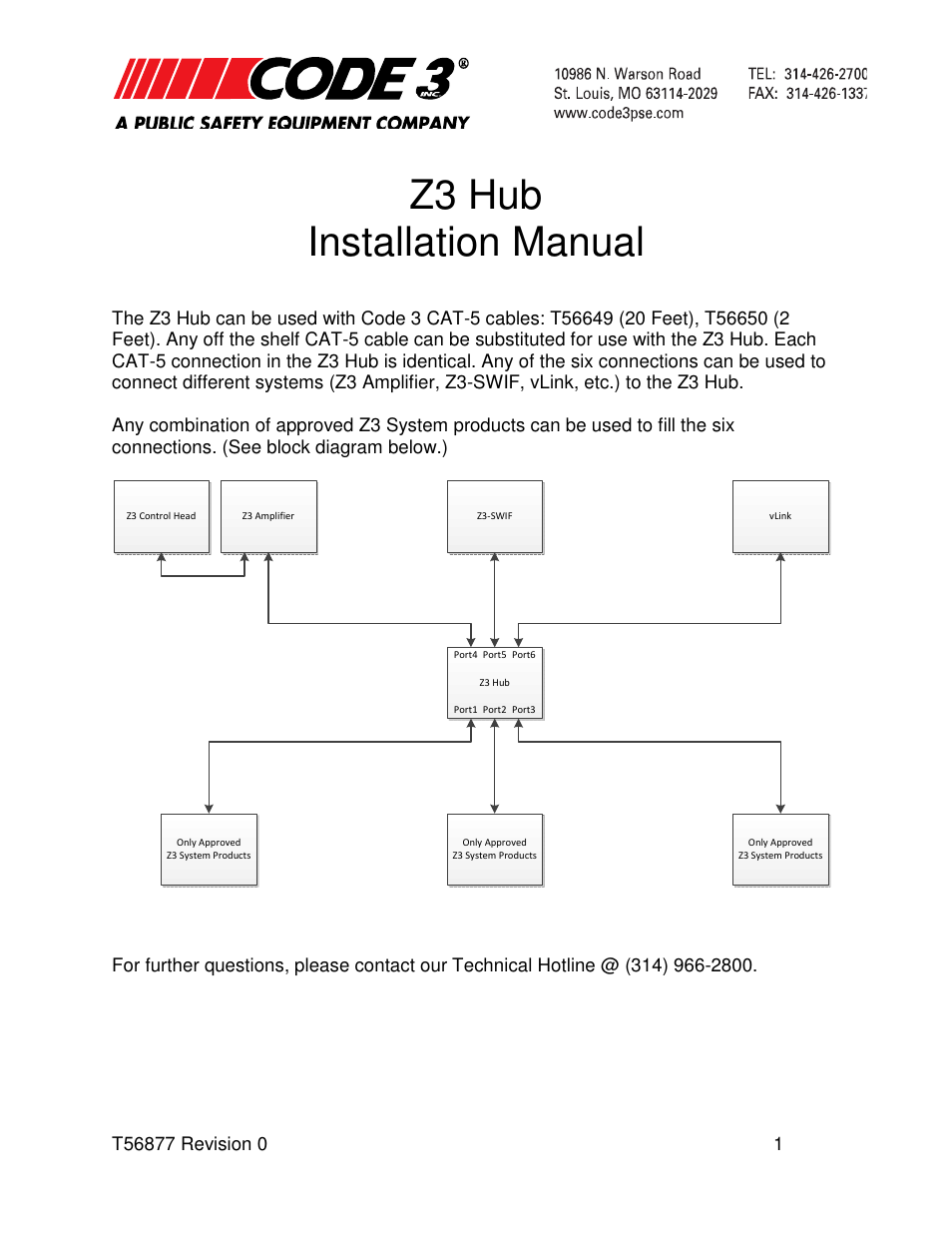 Code 3 Z3 HUB User Manual | 1 page