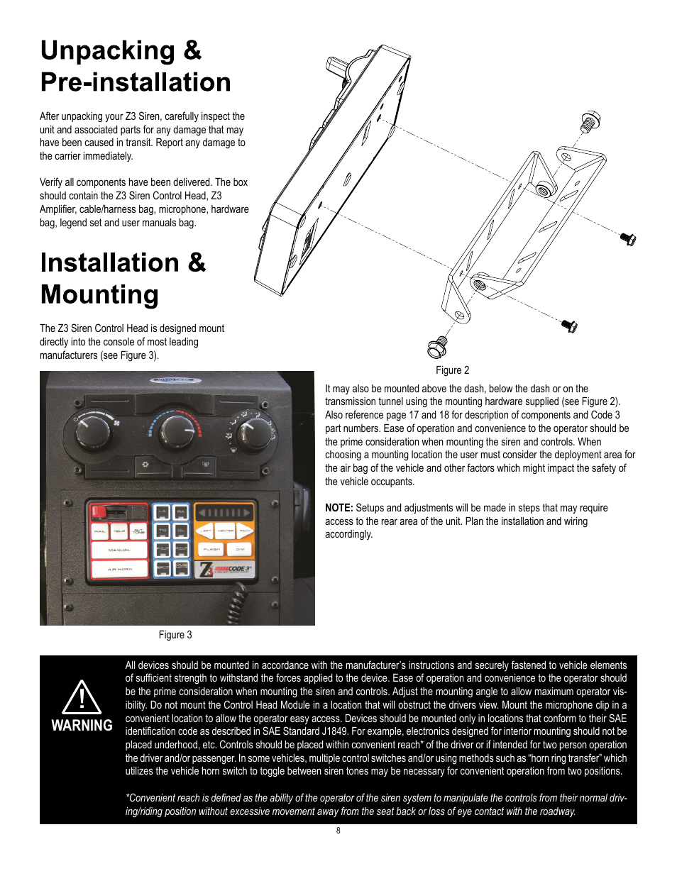 Warning | Code 3 Z3 Siren Installation & Operation Manual User Manual | Page 8 / 24