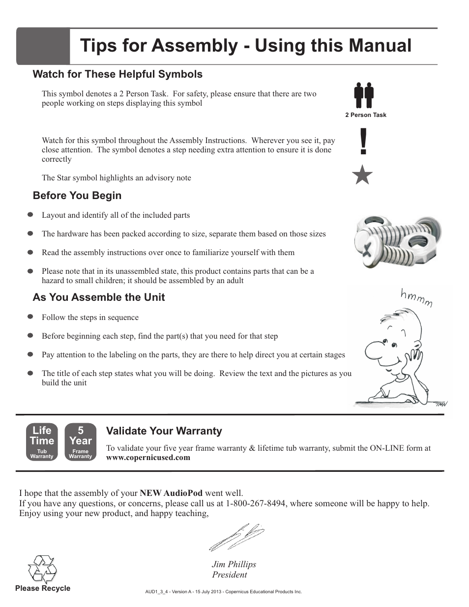 Tips for assembly - using this manual | Copernicus AUD4 User Manual | Page 3 / 9