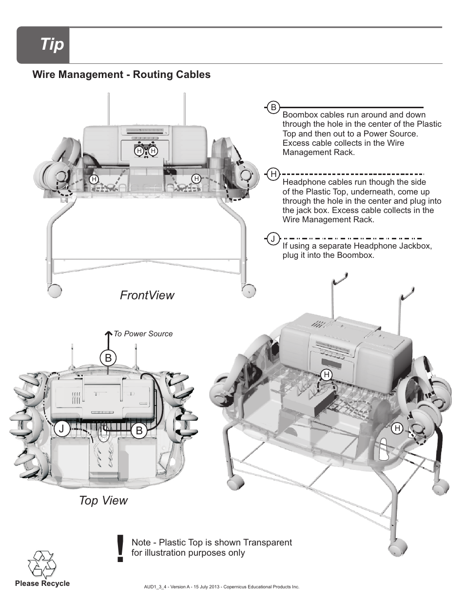 Warranty, Top view frontview | Copernicus AUD4 User Manual | Page 9 / 9