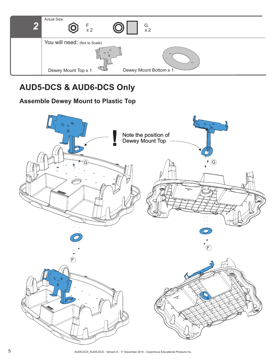 Step 2, Aud5-dcs & aud6-dcs only | Copernicus AUD6-DCS User Manual | Page 5 / 13