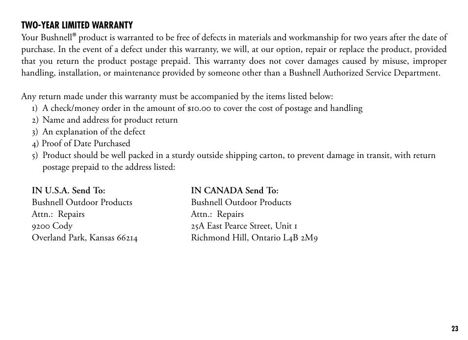 Bushnell 205110 User Manual | Page 23 / 156