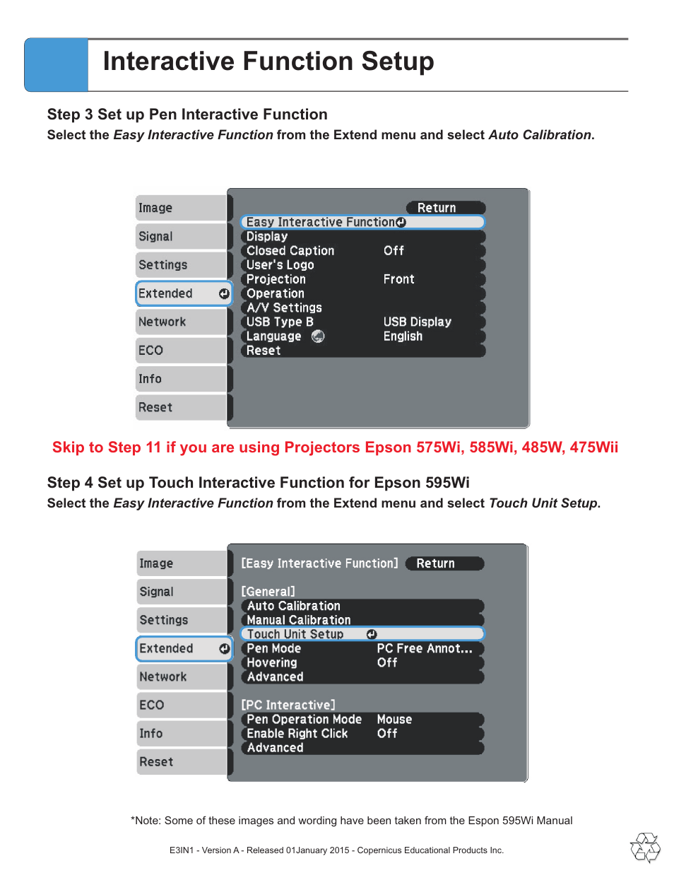 Interactive function setup | Copernicus E3IN1 User Manual | Page 12 / 19