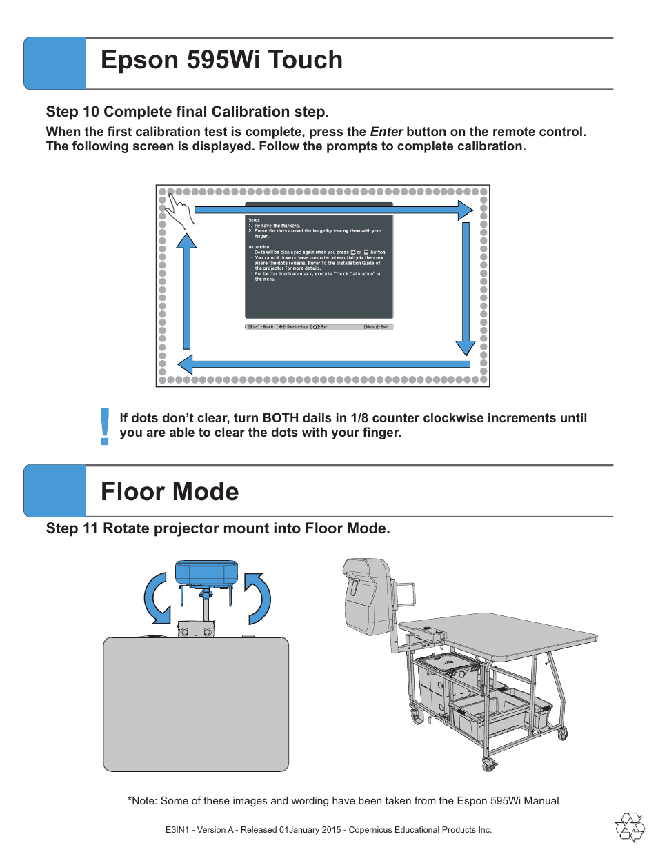 Floor mode, Epson 595wi touch | Copernicus E3IN1 User Manual | Page 16 / 19