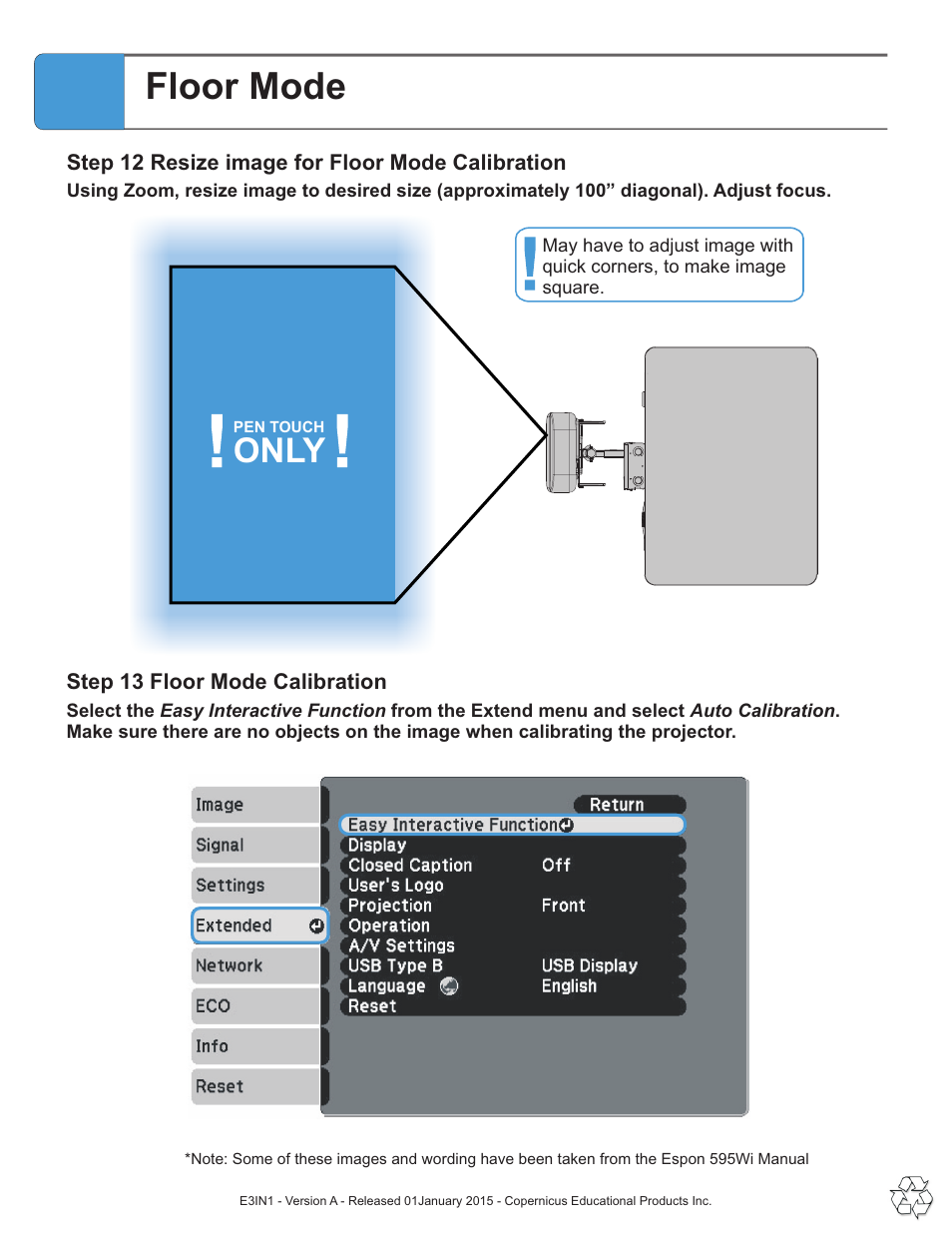 Floor mode, Only | Copernicus E3IN1 User Manual | Page 17 / 19