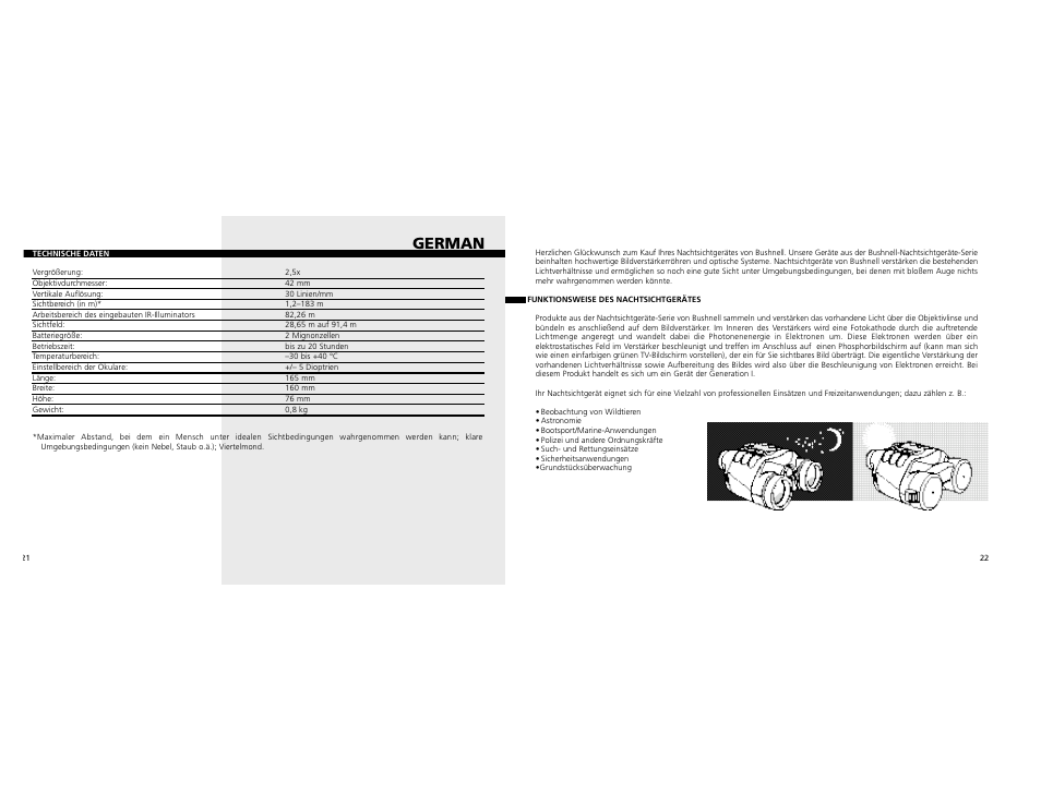 German | Bushnell 26-04002.5x42 User Manual | Page 12 / 14