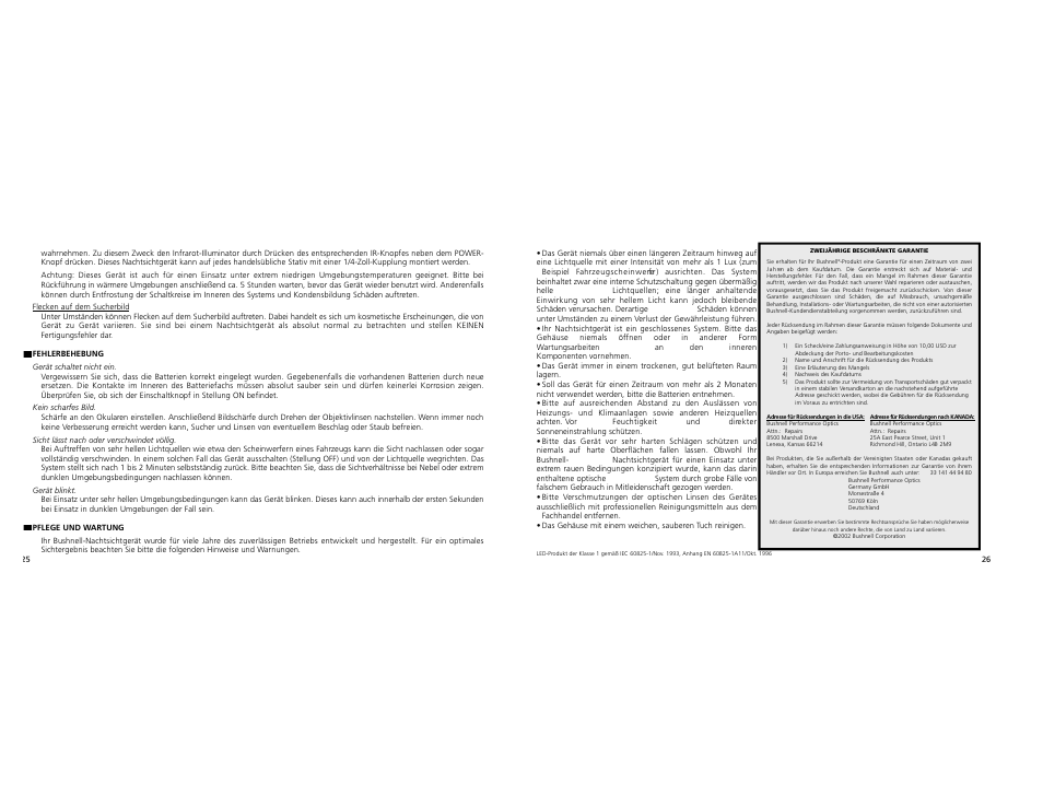 Bushnell 26-04002.5x42 User Manual | Page 14 / 14