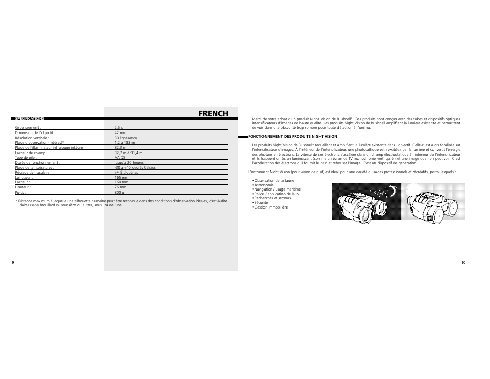 French | Bushnell 26-04002.5x42 User Manual | Page 6 / 14