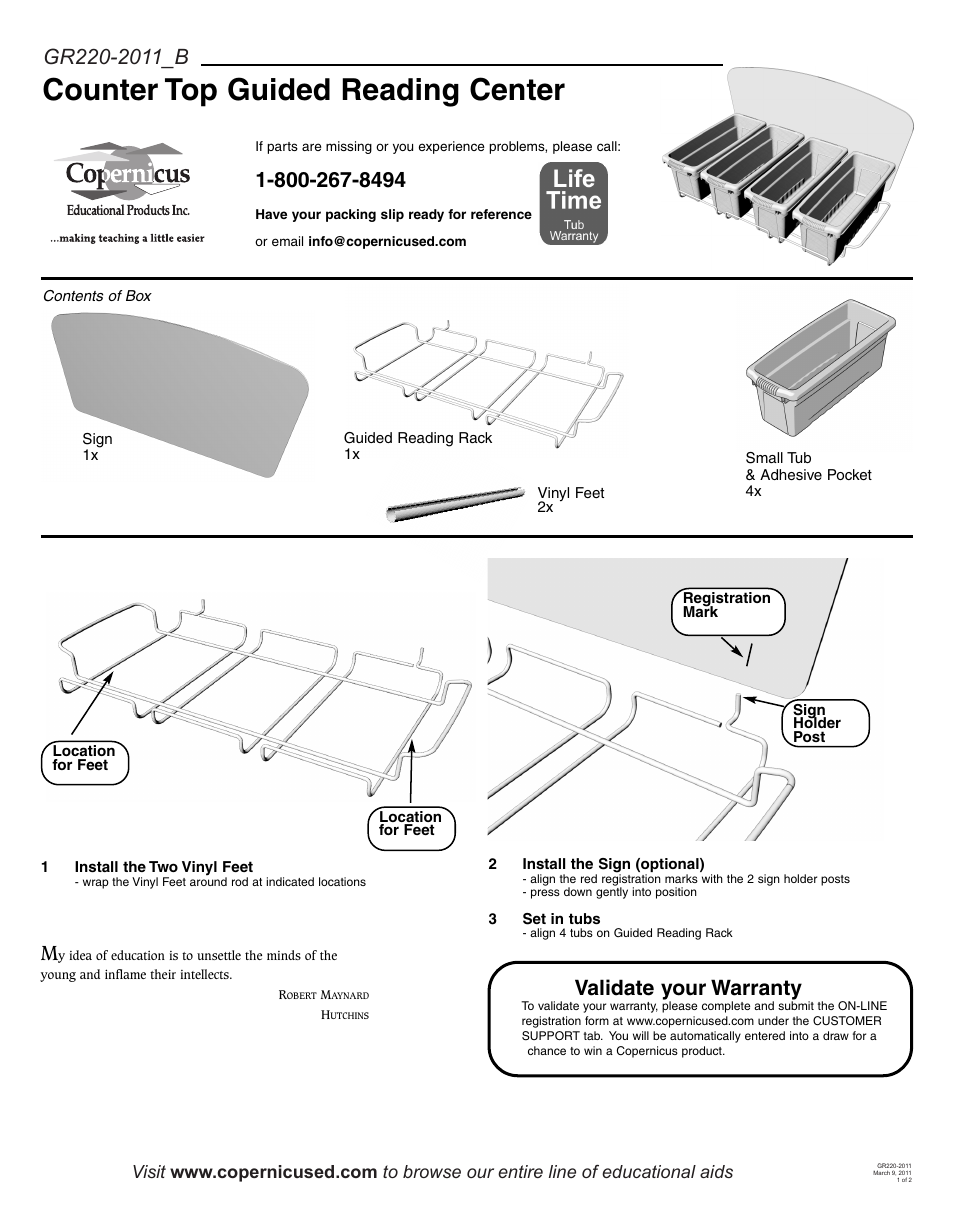 Copernicus GR220 User Manual | 2 pages