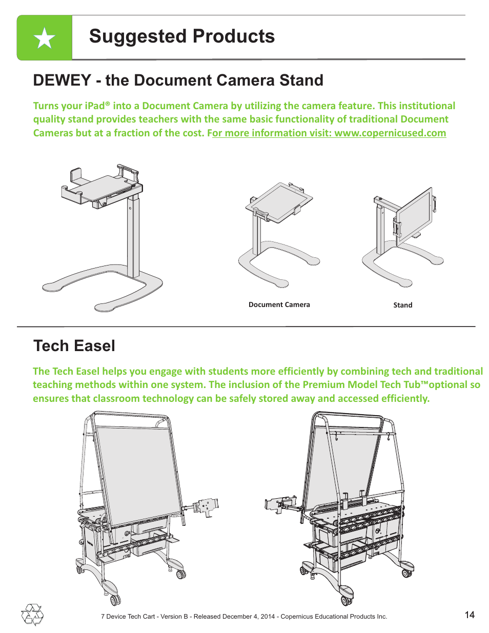 Suggested products, Dewey - the document camera stand, Tech easel | Copernicus IPT102 User Manual | Page 14 / 14