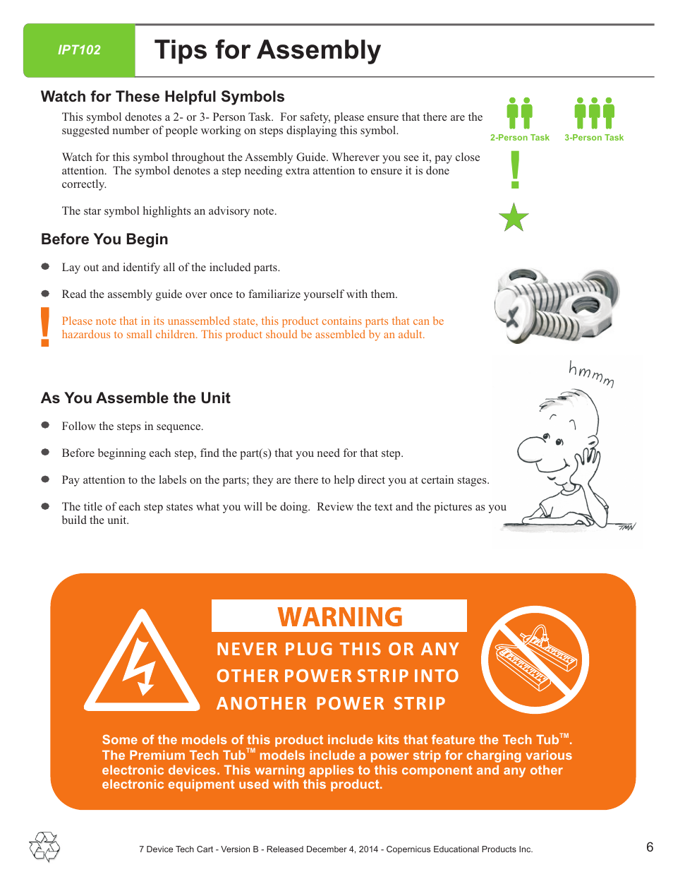 Tips, Tips for assembly | Copernicus IPT102 User Manual | Page 6 / 14
