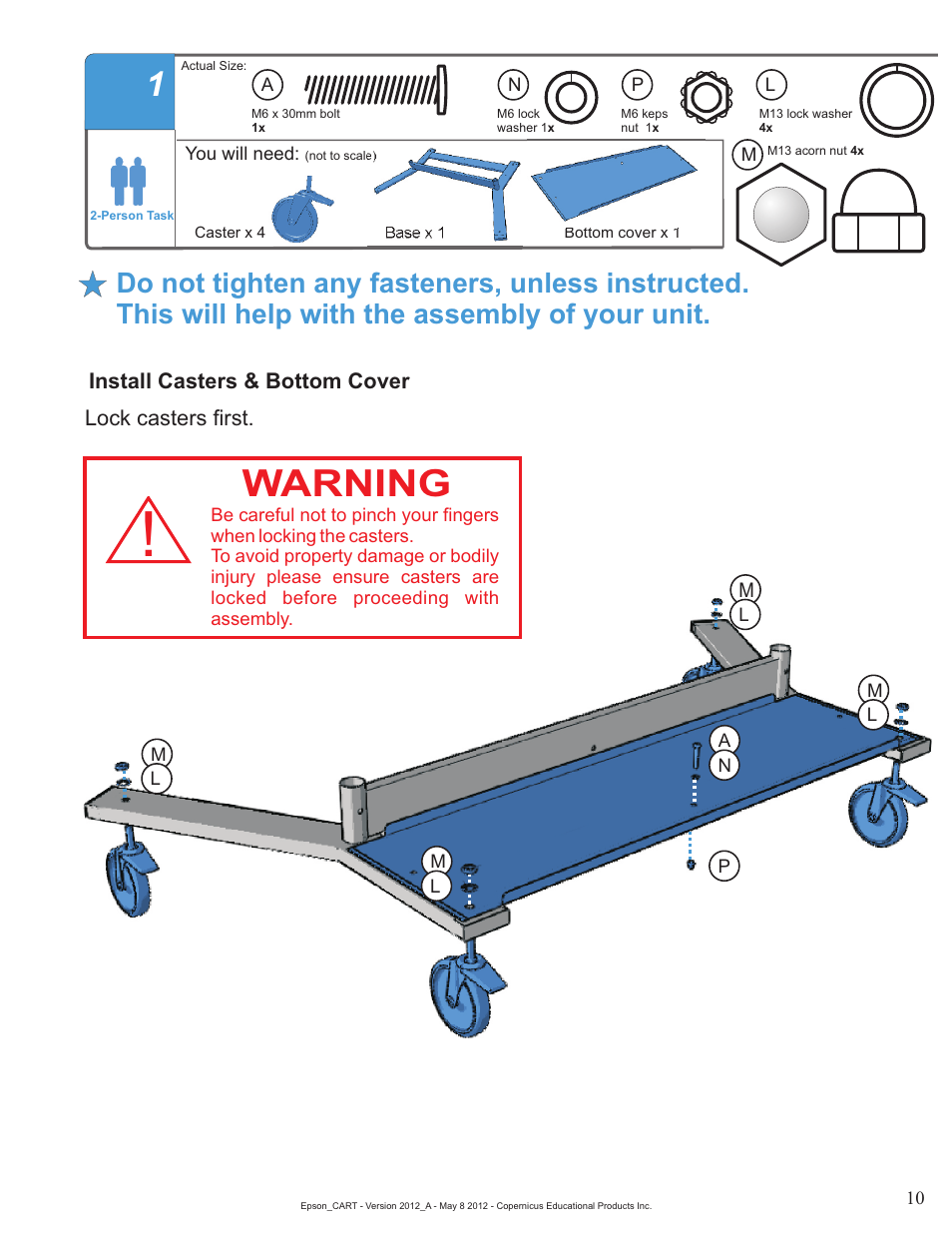 Base step 1, Warning | Copernicus IR400 User Manual | Page 10 / 51