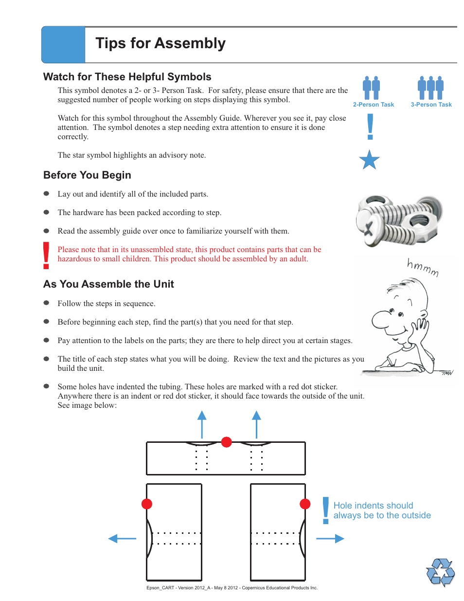 Tips, Tips for assembly | Copernicus IR400 User Manual | Page 3 / 51