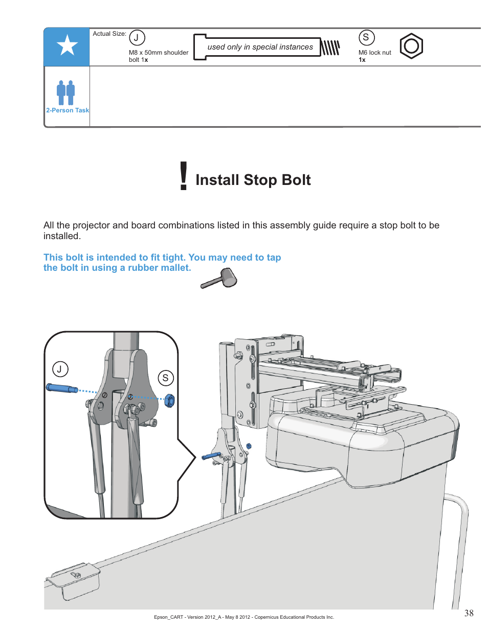 Install stop bolt | Copernicus IR400 User Manual | Page 38 / 51