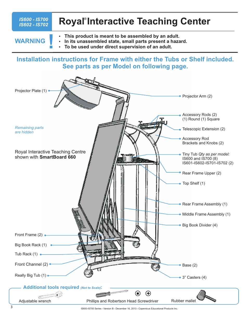 Royal teaching center interactive, Warning | Copernicus IS702 User Manual | Page 3 / 40