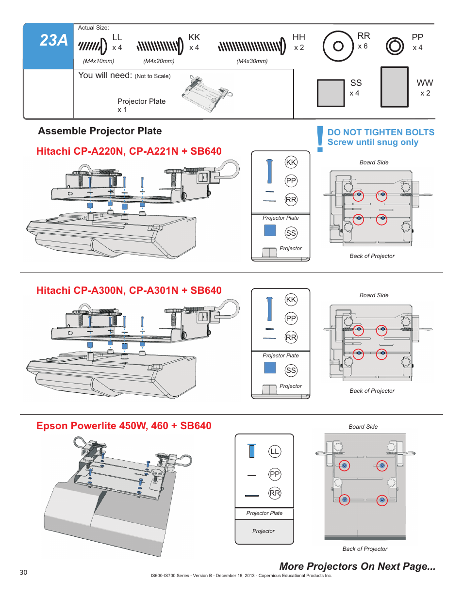 Assemble projector plate | Copernicus IS702 User Manual | Page 30 / 40