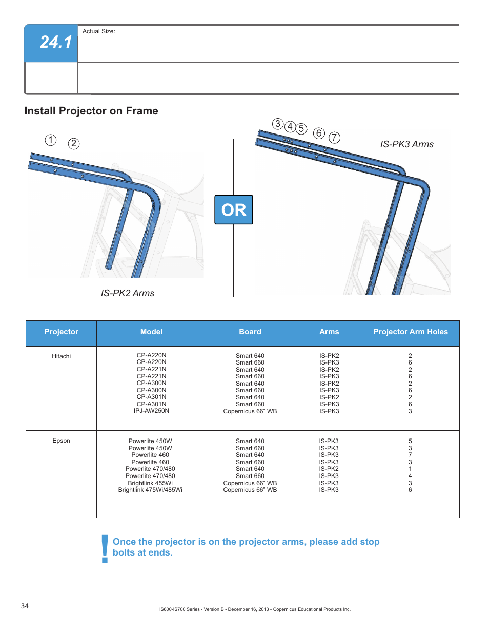 Install projector on frame | Copernicus IS702 User Manual | Page 34 / 40