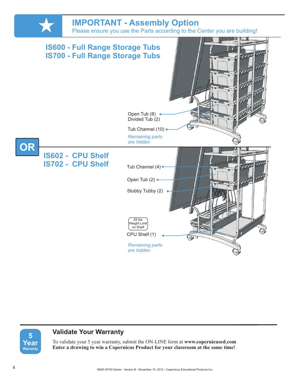 Important - assembly option, Year, Validate your warranty | Copernicus IS702 User Manual | Page 4 / 40