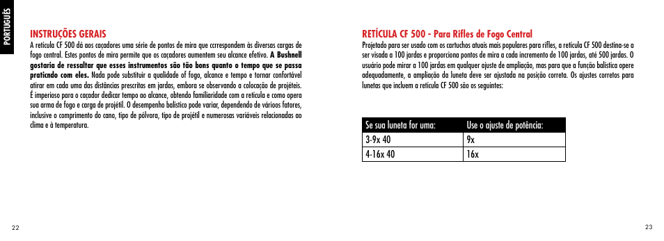 Bushnell CF 500 User Manual | Page 12 / 14