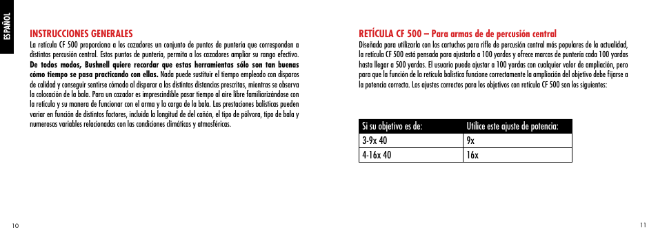 Bushnell CF 500 User Manual | Page 6 / 14