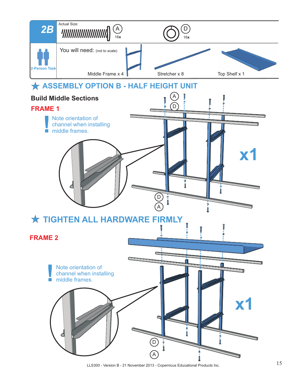 Tighten all hardware firmly | Copernicus LLS300 User Manual | Page 15 / 19