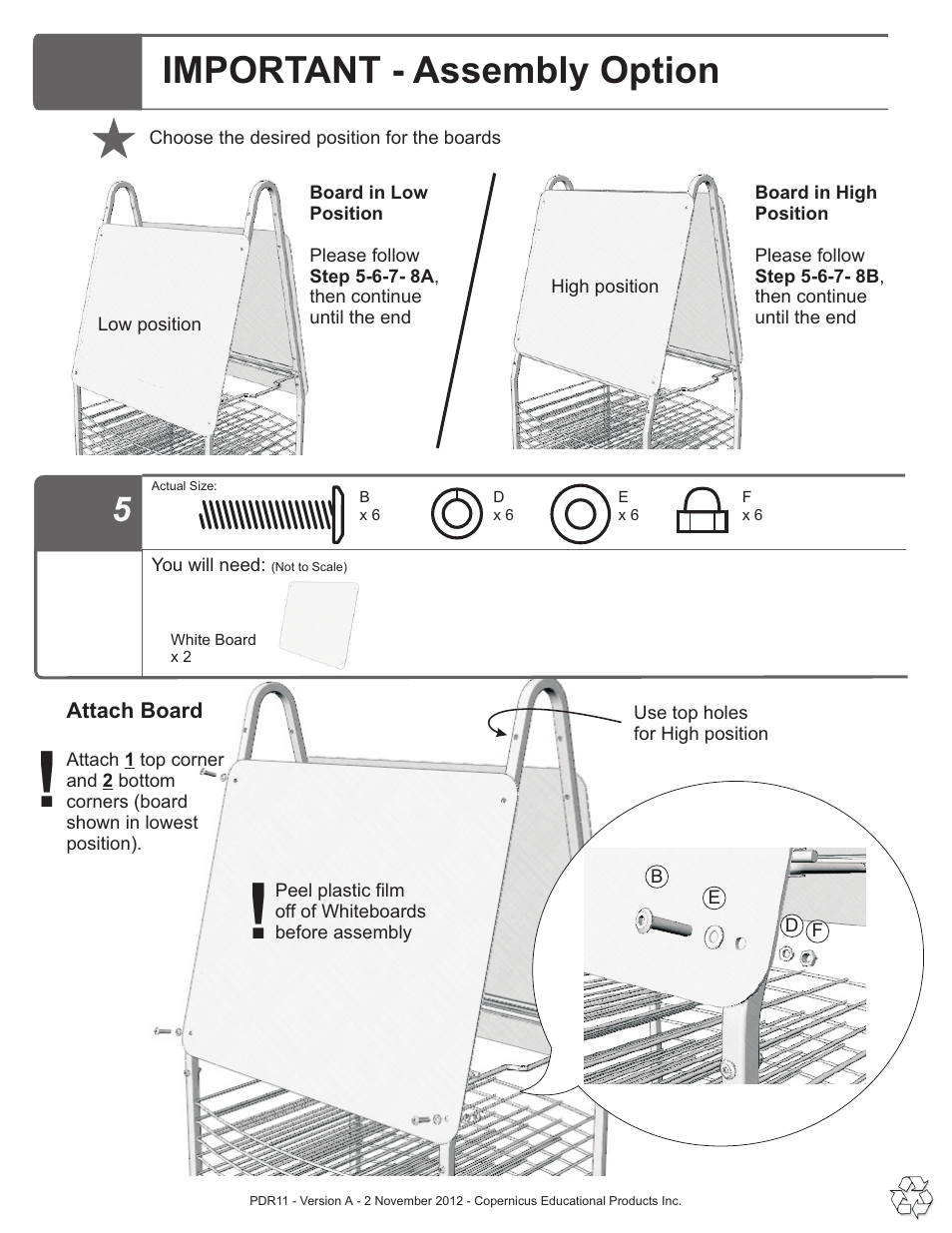 Step 4, Important - assembly option | Copernicus PDR11 User Manual | Page 7 / 12