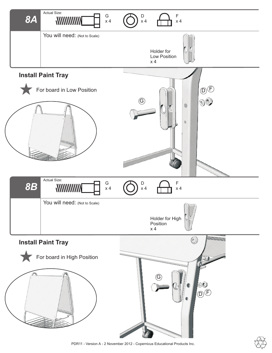 8a 8b, Install paint tray | Copernicus PDR11 User Manual | Page 9 / 12