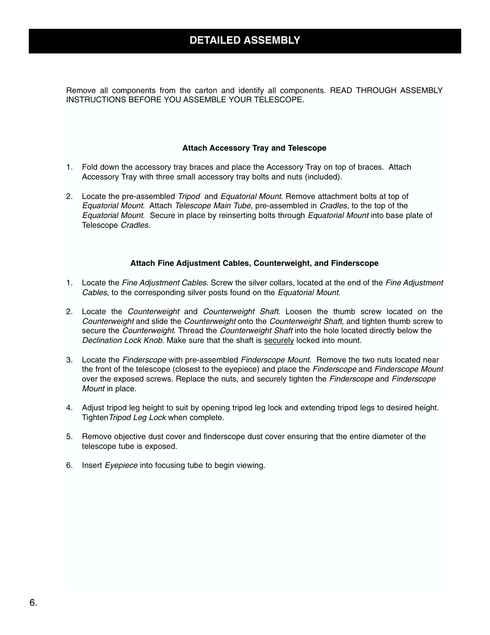 Detailed assembly | Bushnell 78-4501 User Manual | Page 6 / 12